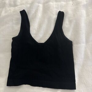 Free People Black Ribbed Tank Top